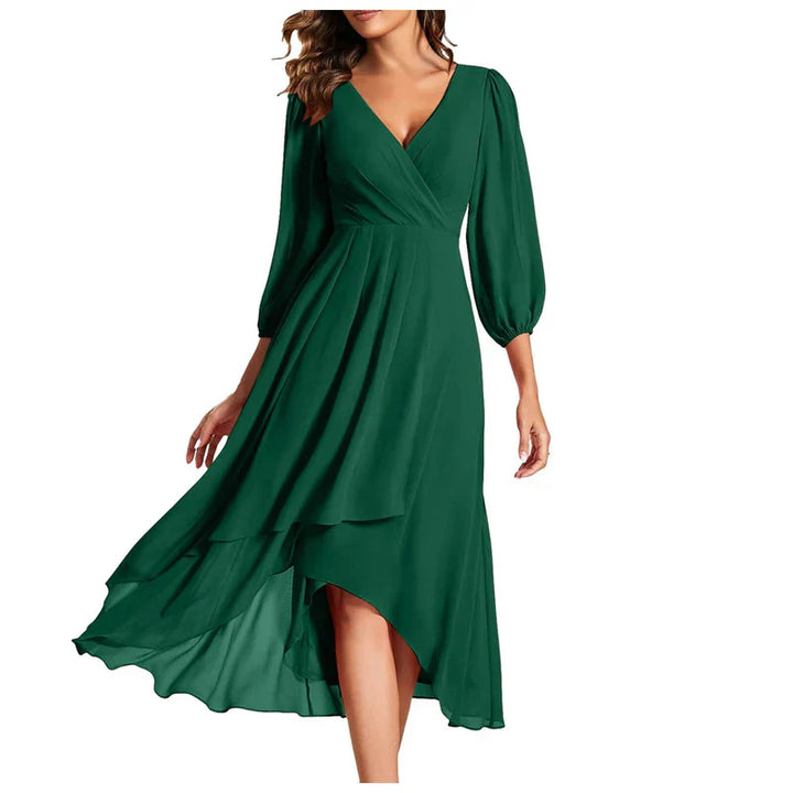 VITTORIA | Chic Asymmetrical Hem Dress with Flowing Sleeves - Perfect for Any Occasion