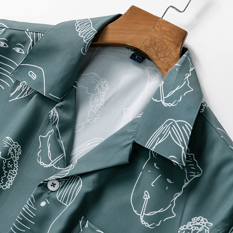 Austin | Printed Cuban Collar Shirt