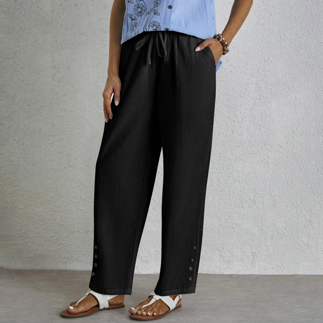 Shania - Button-Detail Relaxed Fit Pants
