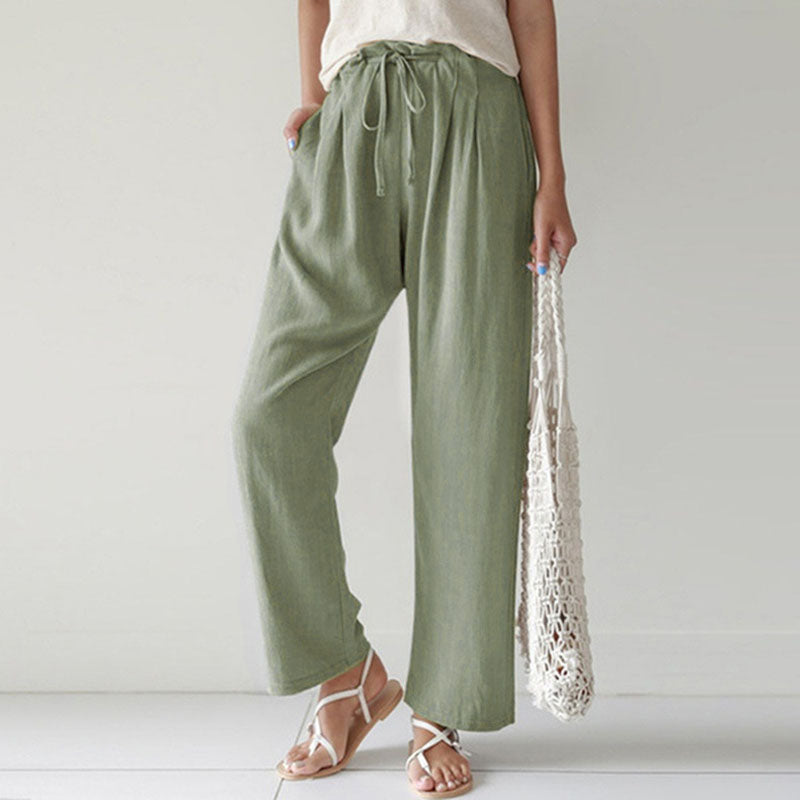 Vara - Comfortable Drawstring Relaxed Fit Pants