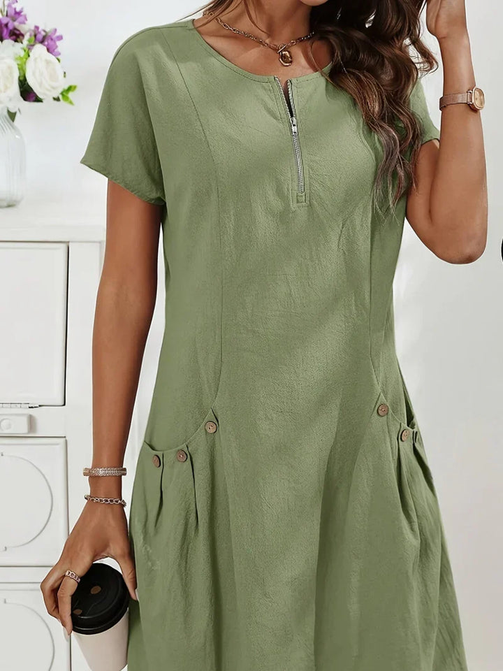 MARIELLA | Elegant Summer Dress with Stylish Zipper, Functional Pockets, and Everyday Comfort