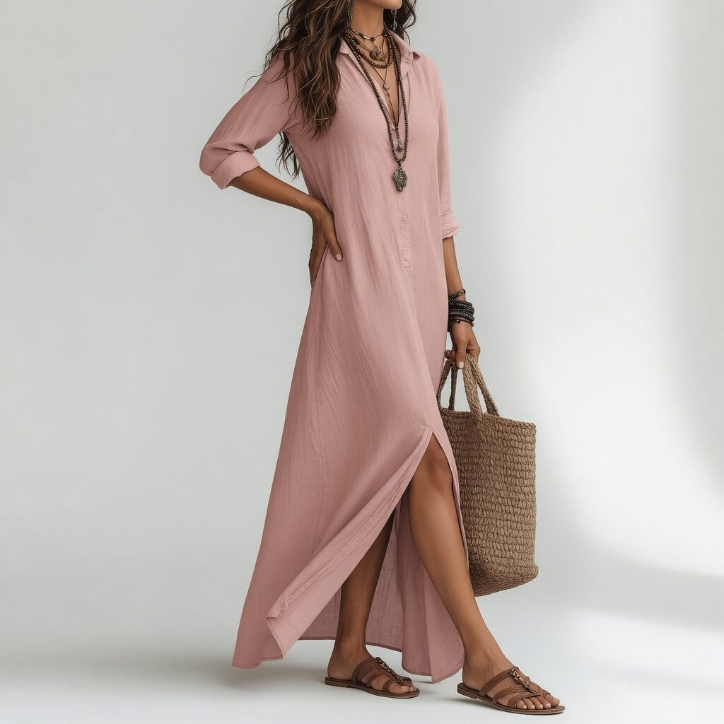 Violaine™ - Elegant Long Bohemian Shirt Dress