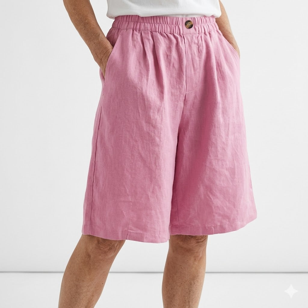 Wandeline™ — Relaxed Fit Natural Elastic Waist Wide Shorts for Summer Comfort
