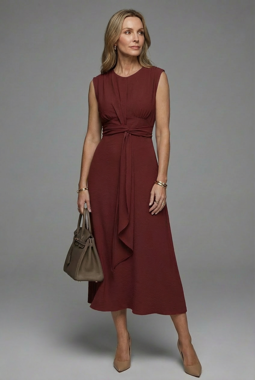 Sophia™ | Sleeveless Twist Waist Midi Dress