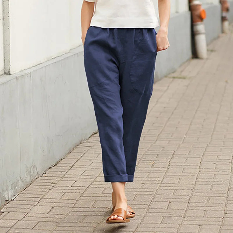 Kriza - Pocketed Wide Leg Trousers