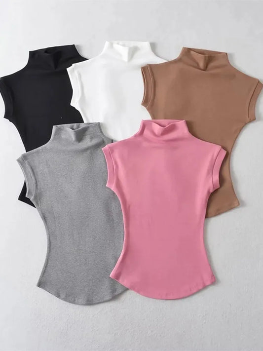 Sleeveless High Neck Top