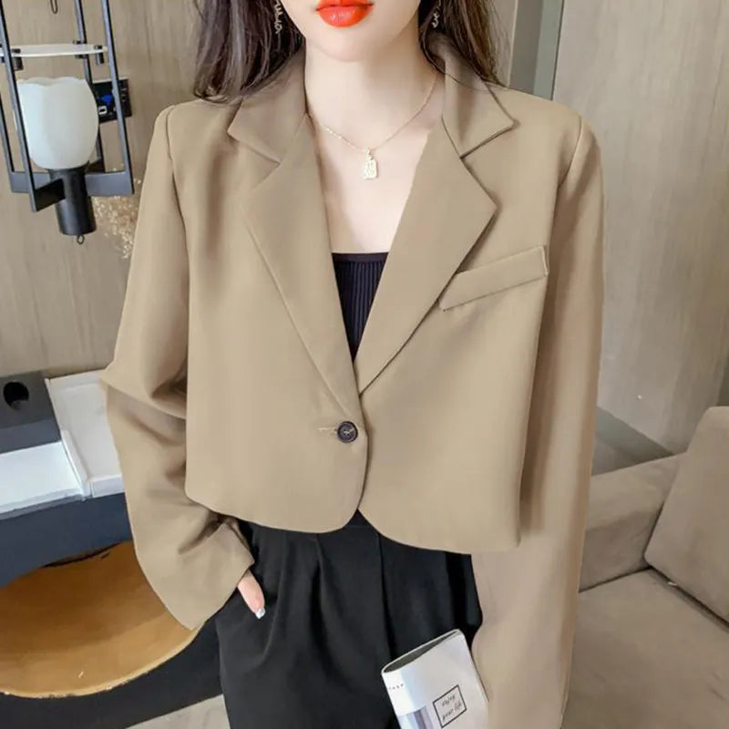 Crop Lapel Collar Blazer