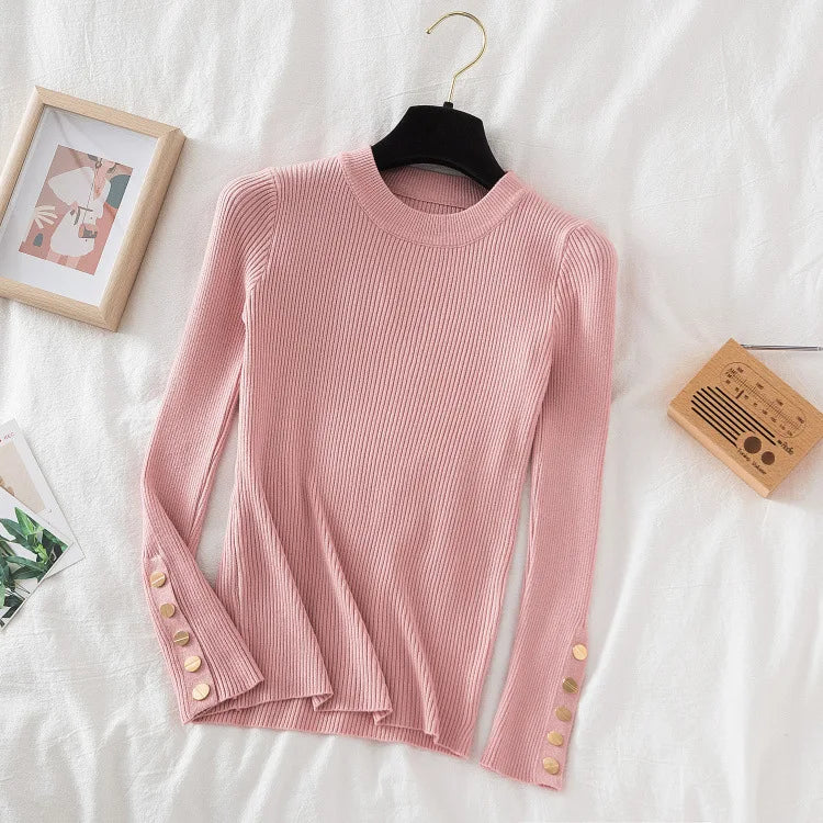 Snap Button Gold Knit Top