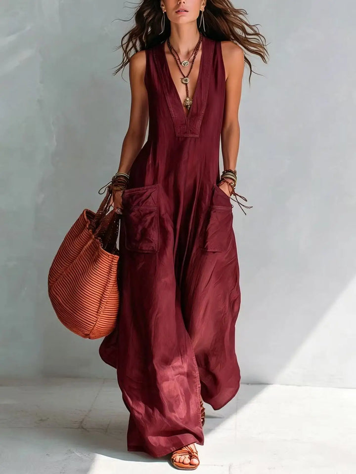 Eva | V-Neck Long Bohemian Dress