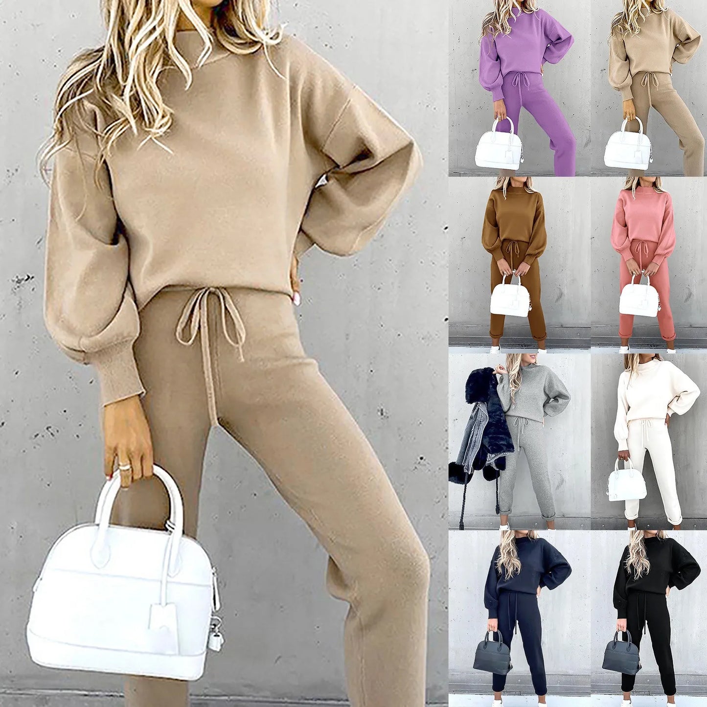 Knitwear Lounge Set Straight Pants Sweater