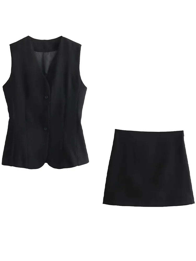 Vest Mini Skirt Set