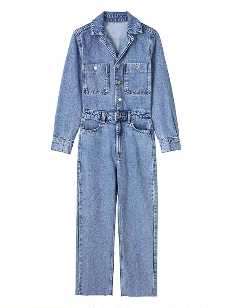 Denim Straight Leg Jumpsuit