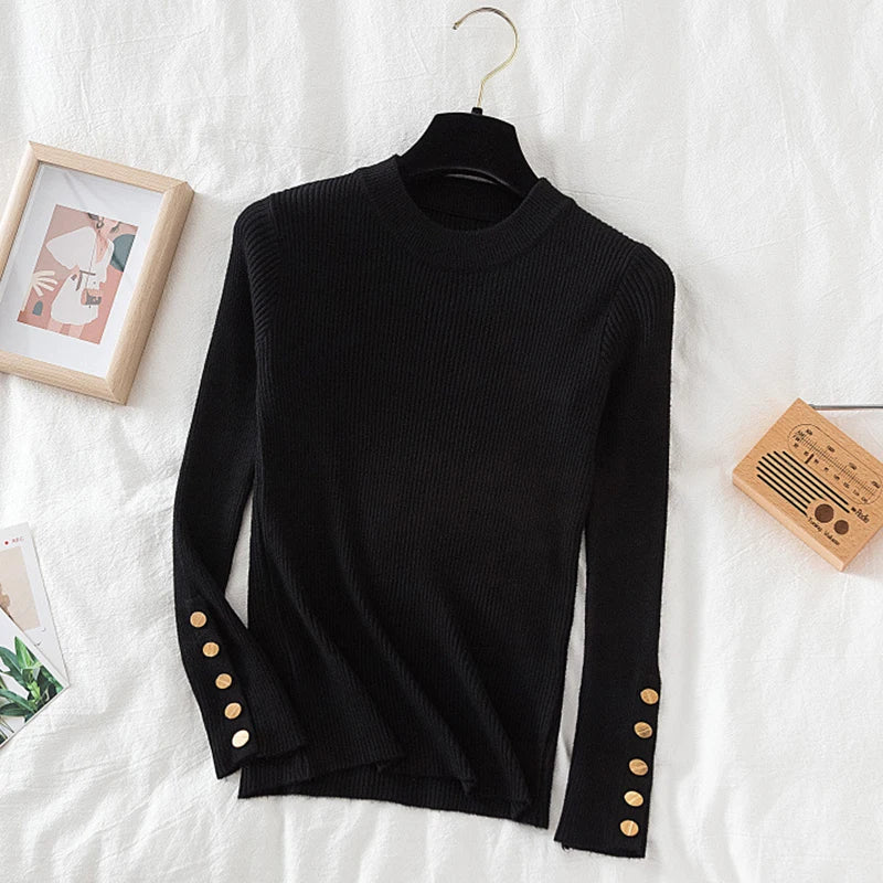 Snap Button Gold Knit Top