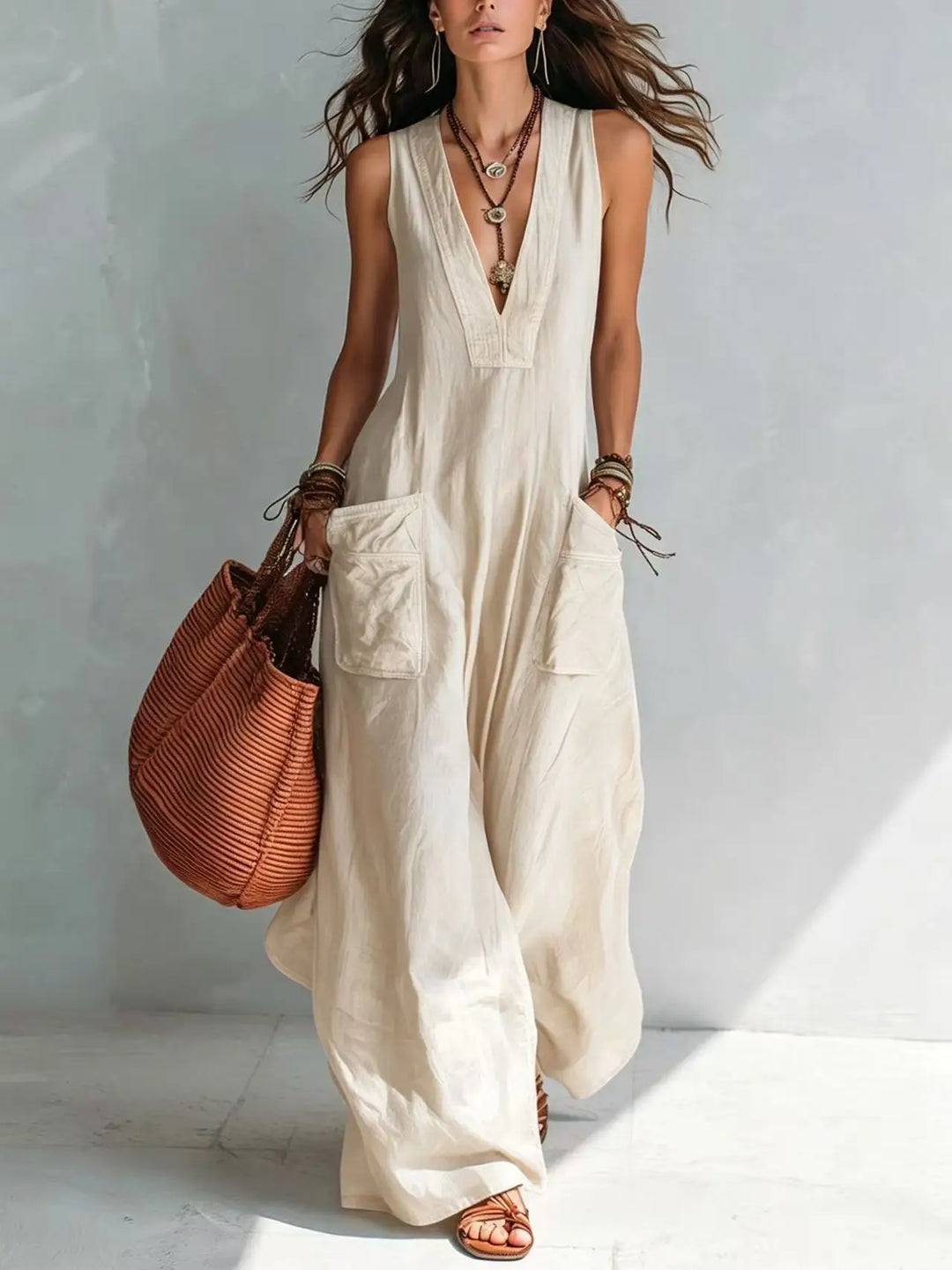 Eva | V-Neck Long Bohemian Dress