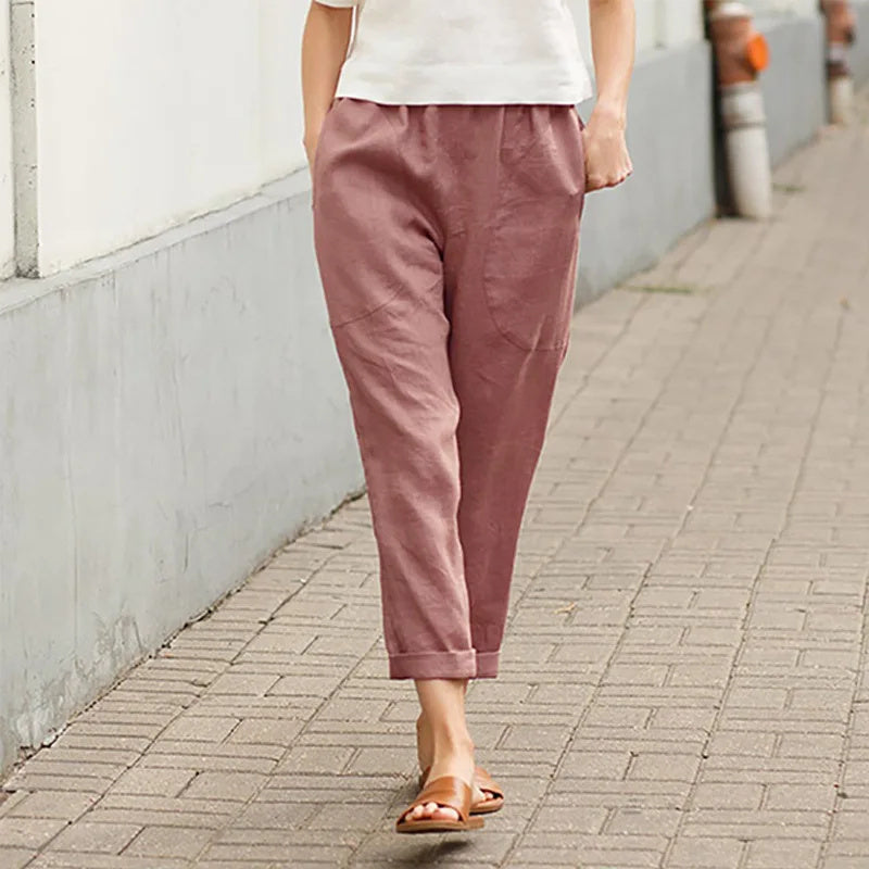Kriza - Pocketed Wide Leg Trousers