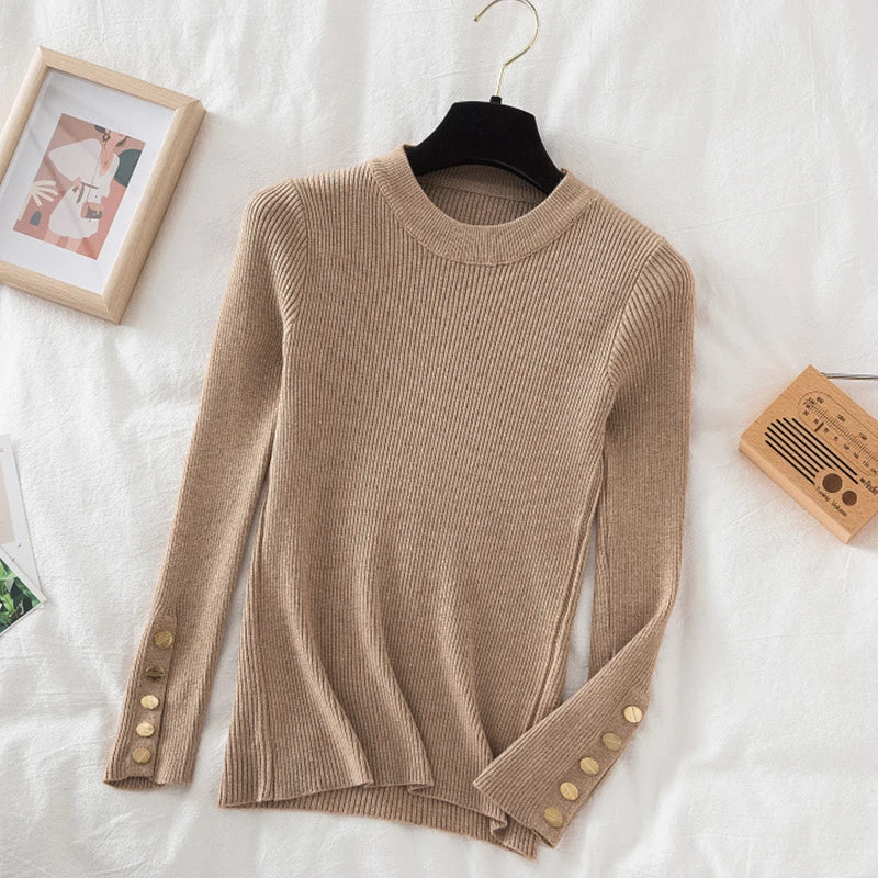 Snap Button Gold Knit Top