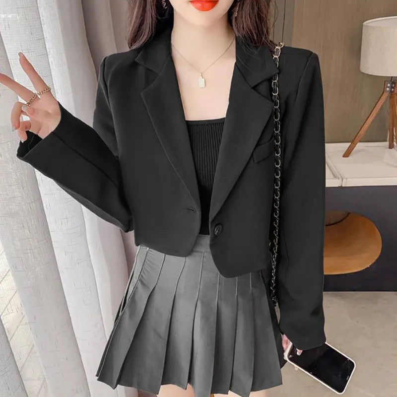 Crop Lapel Collar Blazer