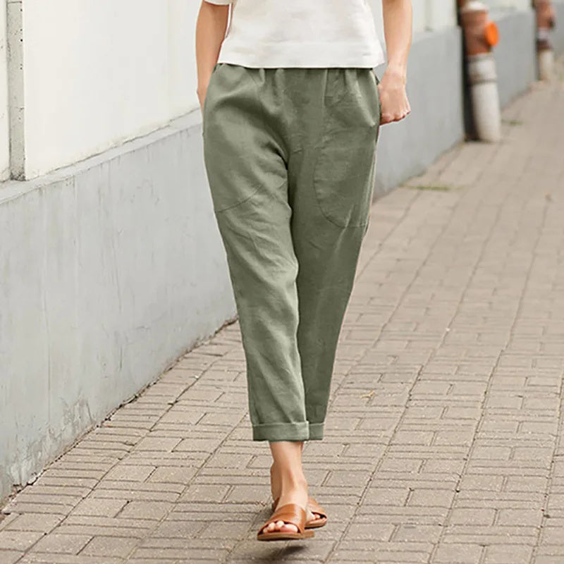 Kriza - Pocketed Wide Leg Trousers