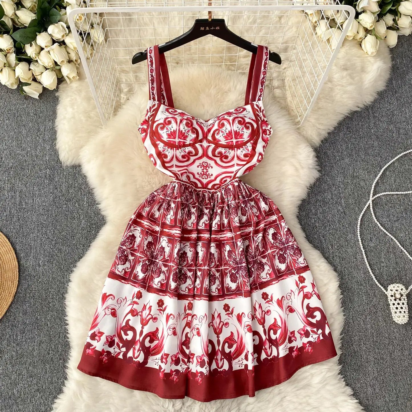 Greek Print Mini Dress