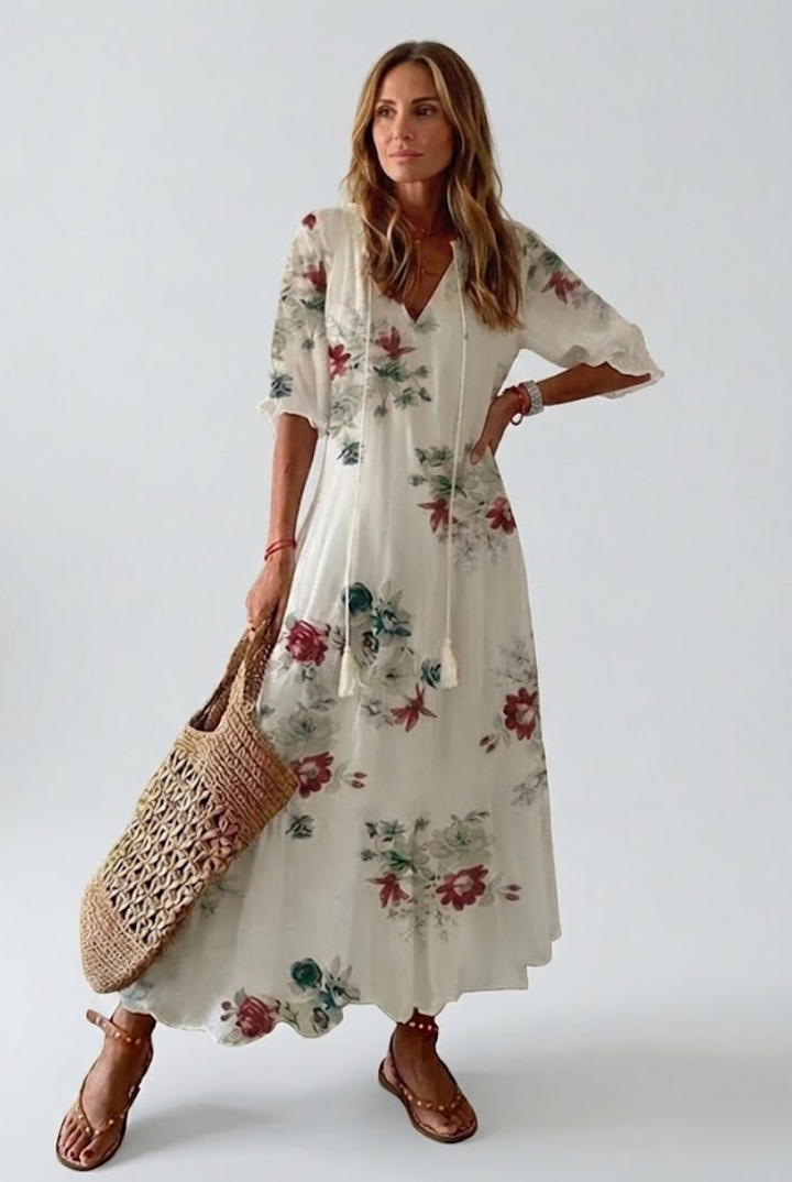 Élodie™ — Chic Floral Velvet Maxi Dress