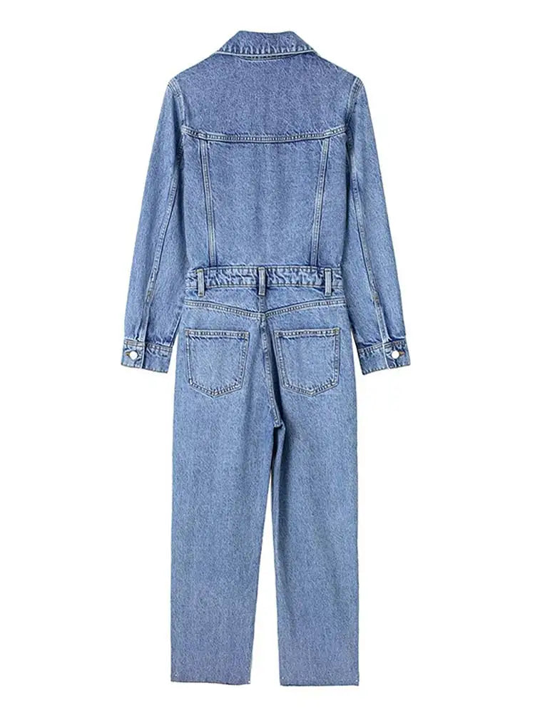 Denim Straight Leg Jumpsuit