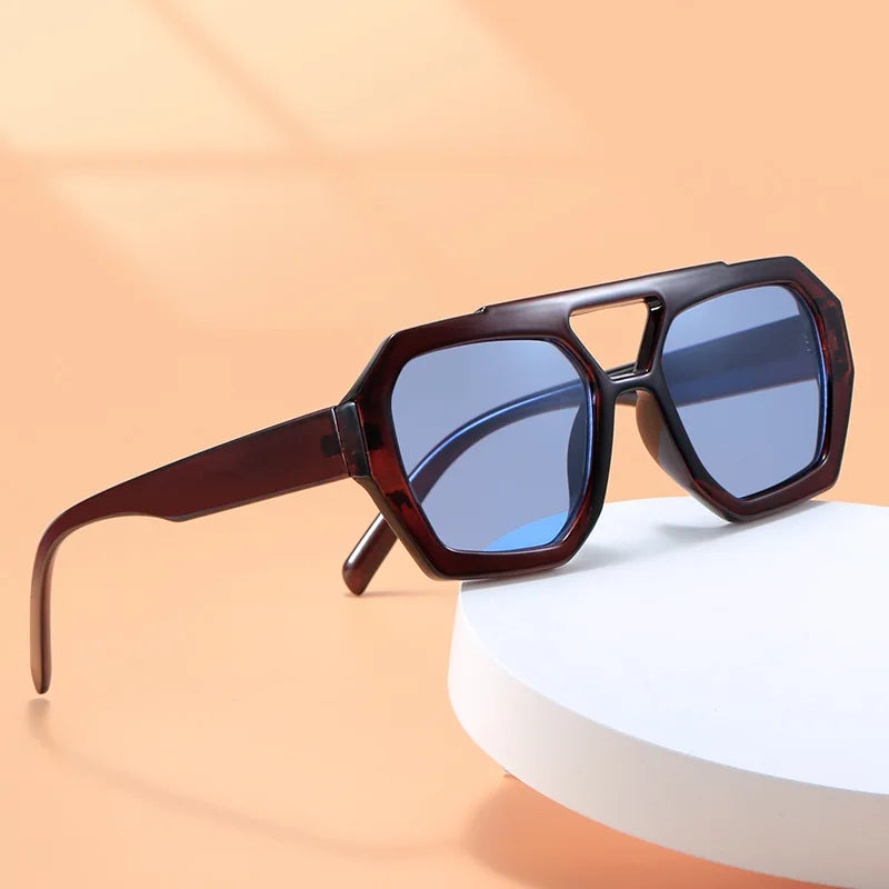 Vintage Square Double Bridge Sunglasses