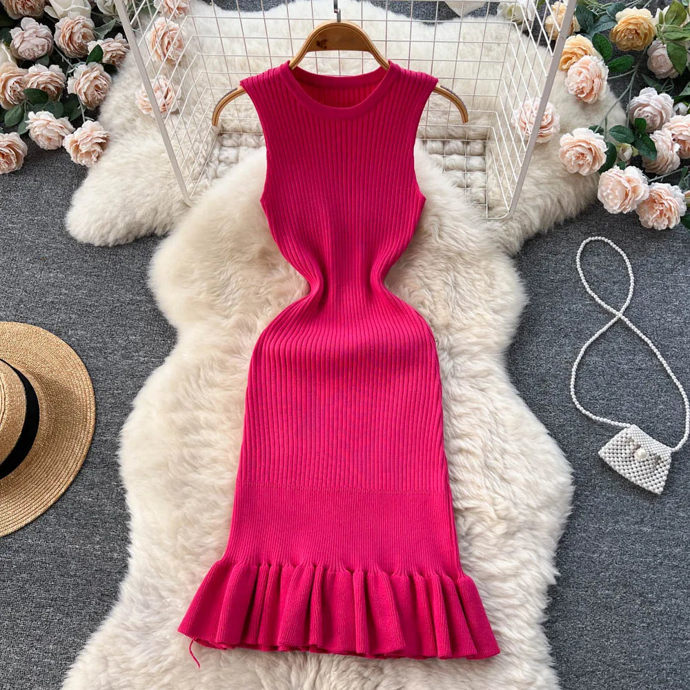 Mini Ruffle Knit Dress