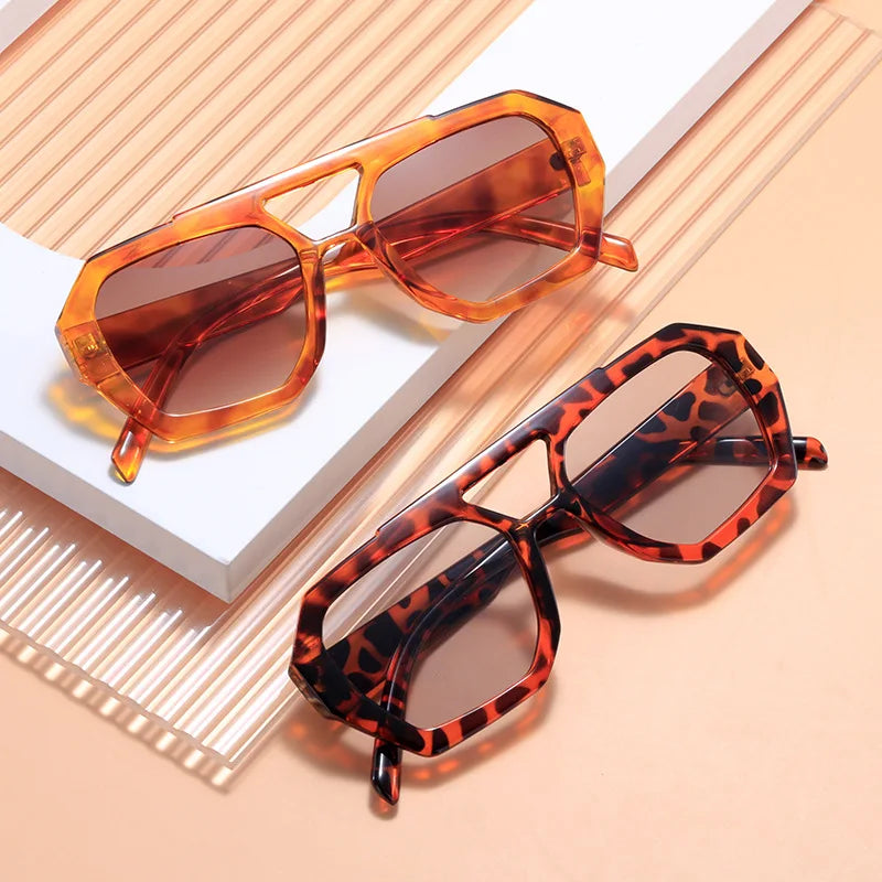 Vintage Square Double Bridge Sunglasses