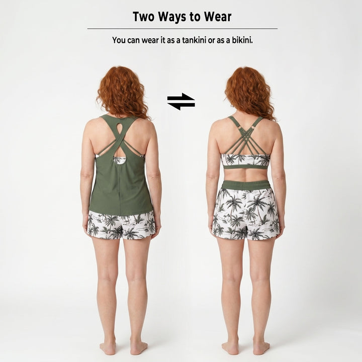 HONORIA | SPORTY THREE-PIECE TANKINI SET WITH POCKETS