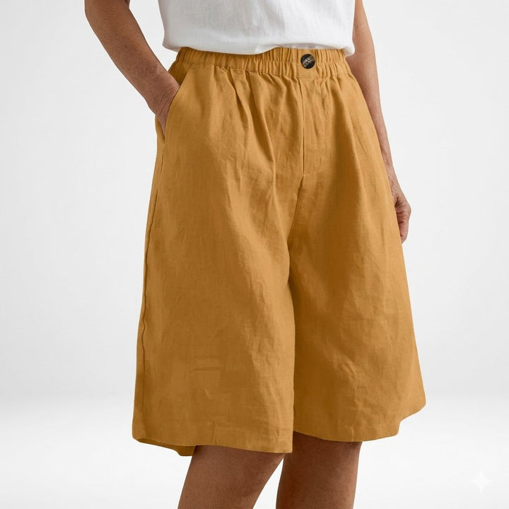 Wandeline™ — Relaxed Fit Natural Elastic Waist Wide Shorts for Summer Comfort