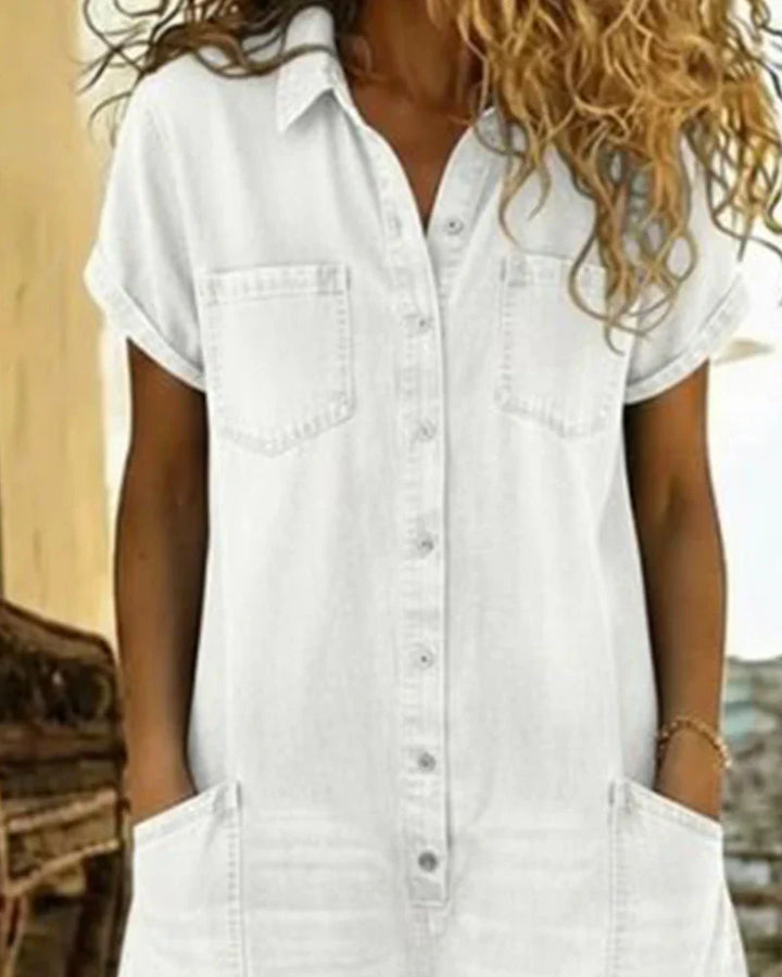 Isabela - Denim Jumpsuit with Front Button Closure