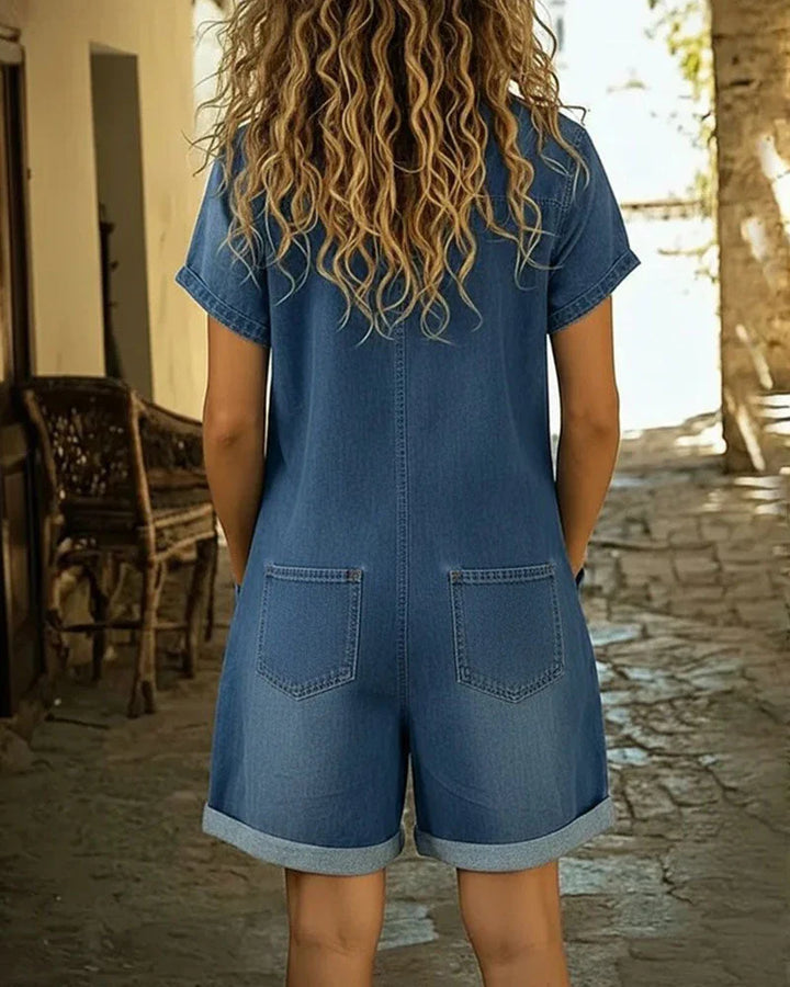 Isabela - Denim Jumpsuit with Front Button Closure