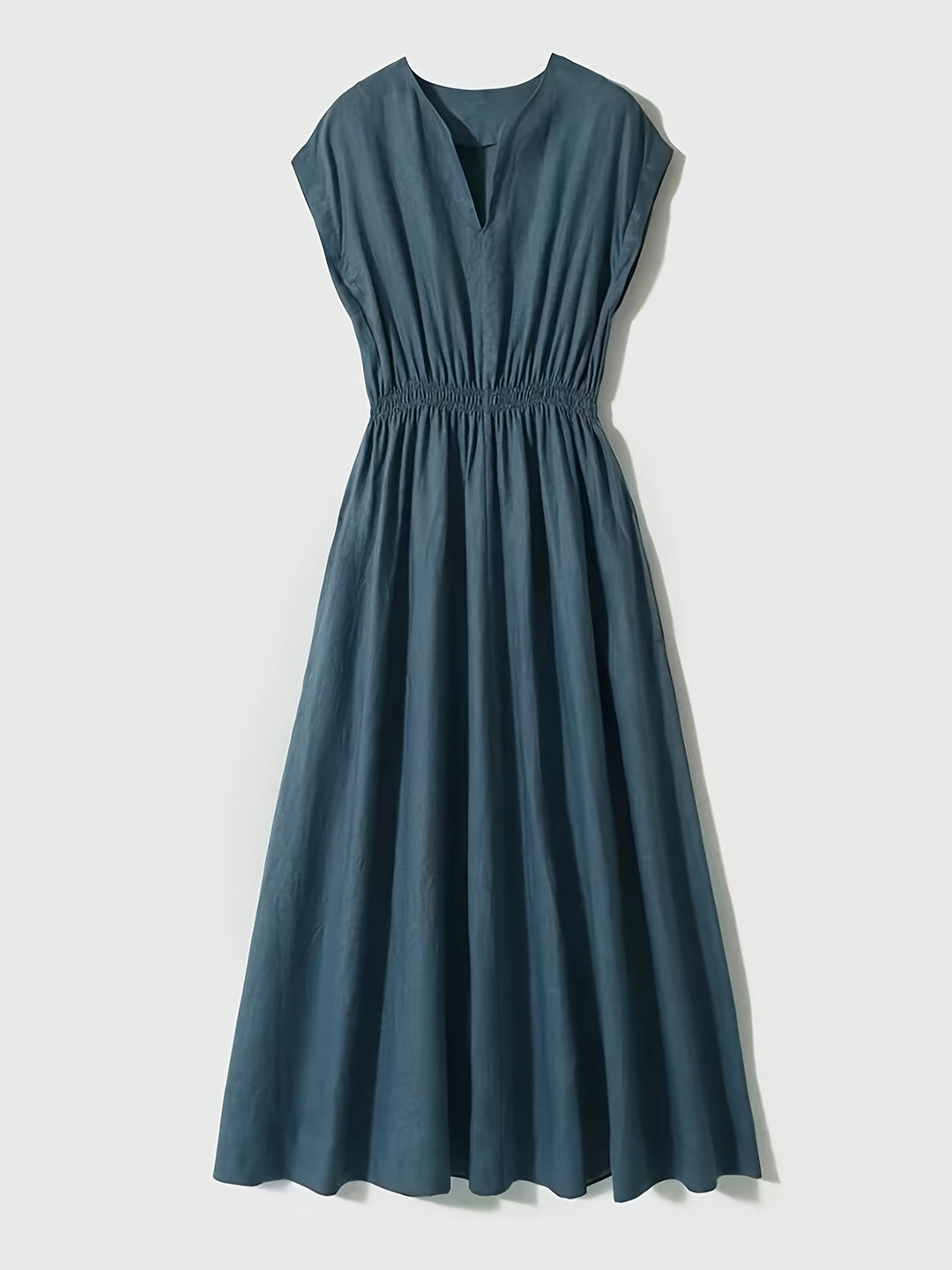 Lina — Graceful Mixed Linen Dress with Fluid Design