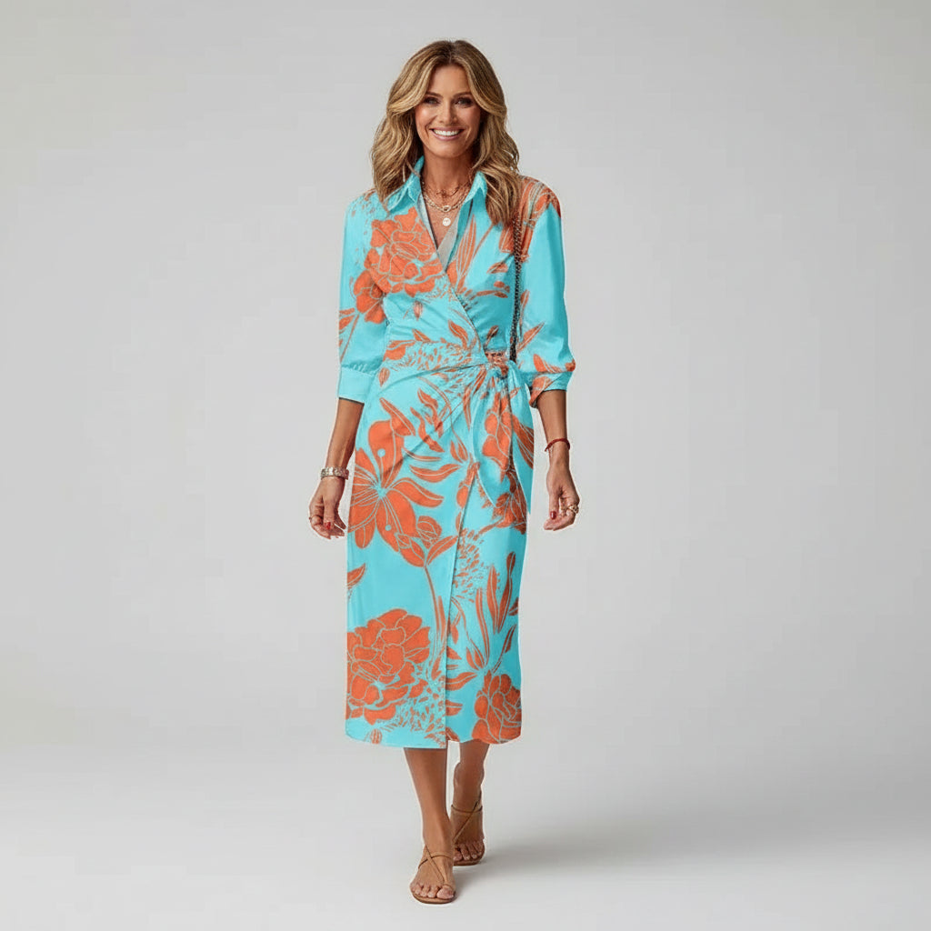 Sienna™ | Printed Wrap Midi Dress