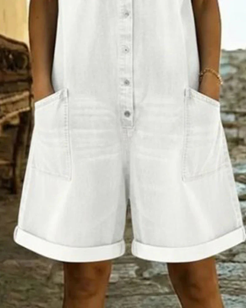 Isabela - Denim Jumpsuit with Front Button Closure