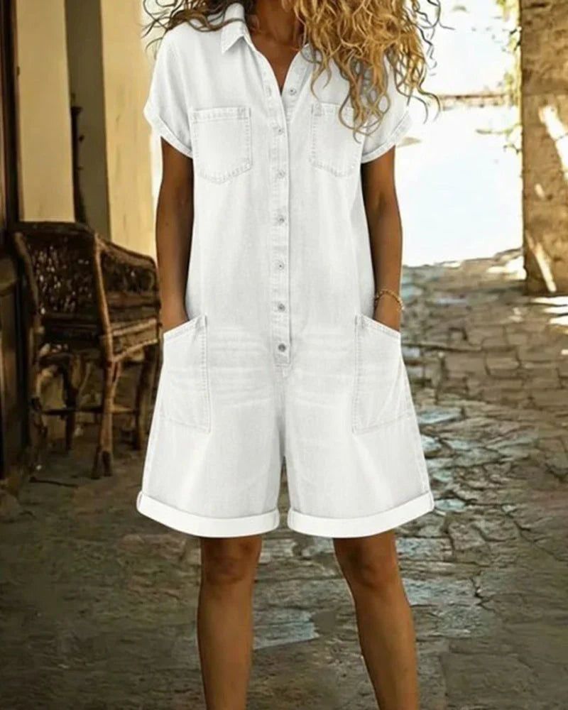 Isabela - Denim Jumpsuit with Front Button Closure