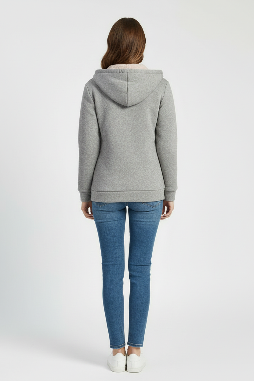 Women’s Hooded Jacket with Lined Interior and Zip Front