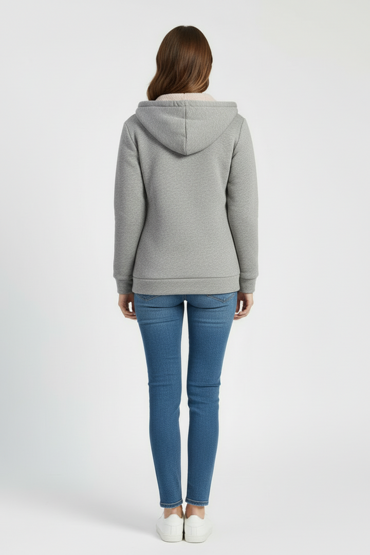 Women’s Hooded Jacket with Lined Interior and Zip Front