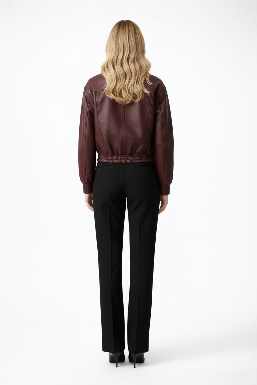 Women’s Bomber Jacket with Zip Front and Elasticated Finish