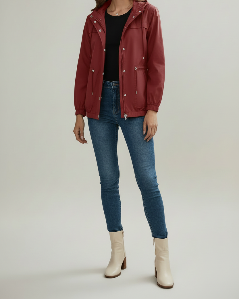 Womens Trench Coat with Hooded Neckline and Regular Fit