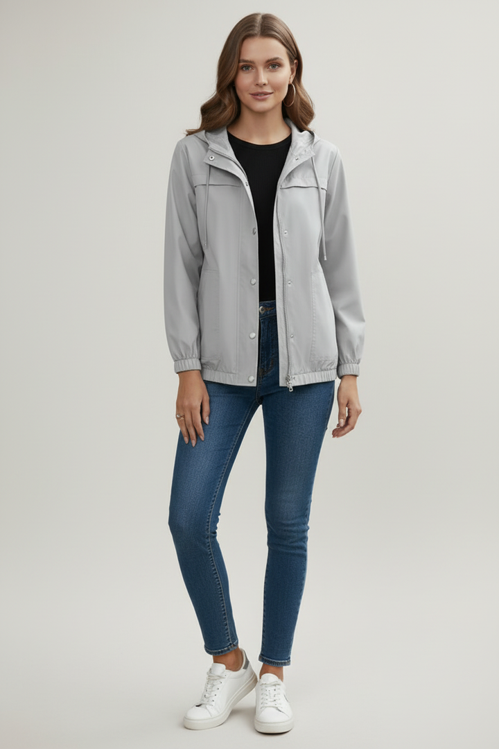 Womens Trench Coat with Hooded Neckline and Regular Fit