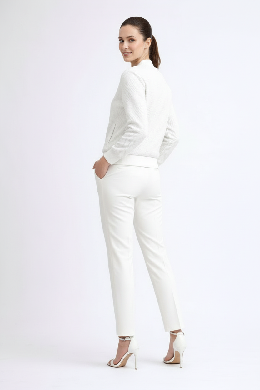 Women’s Textured Bomber Jacket with Ribbed Cuffs and Zip Front
