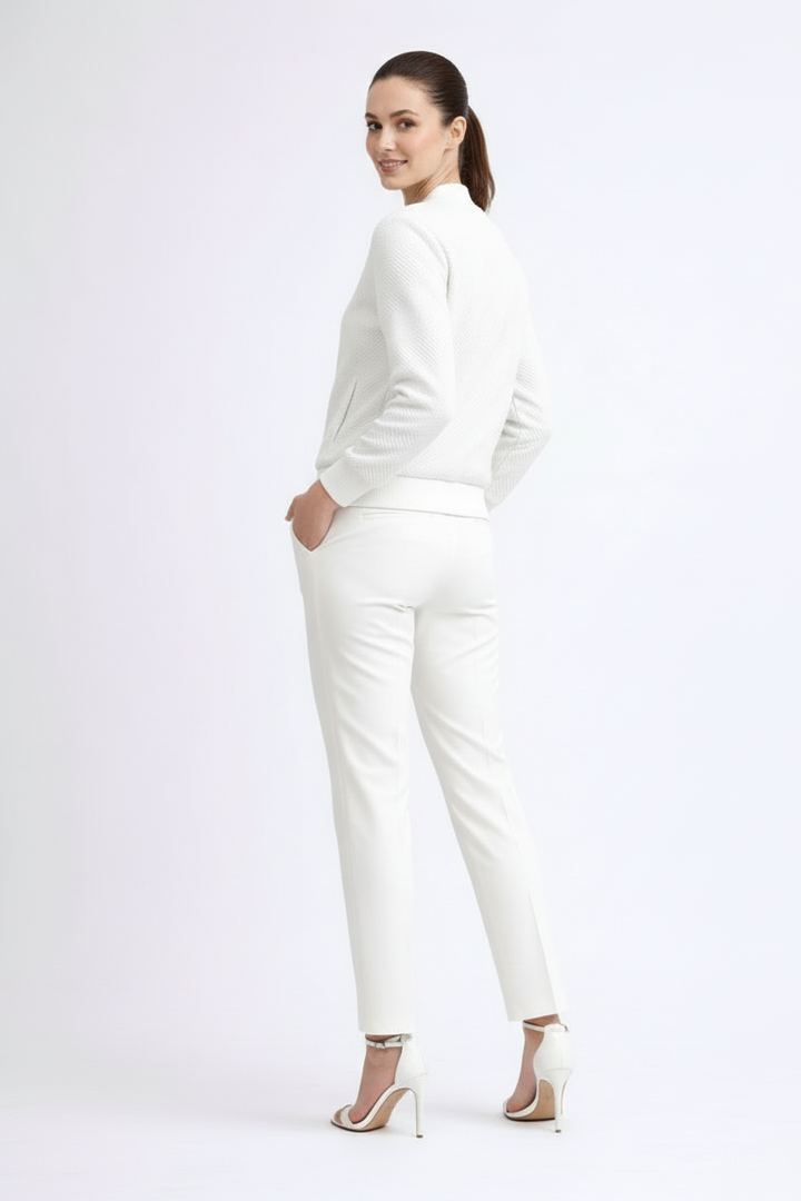 Women’s Textured Bomber Jacket with Ribbed Cuffs and Zip Front