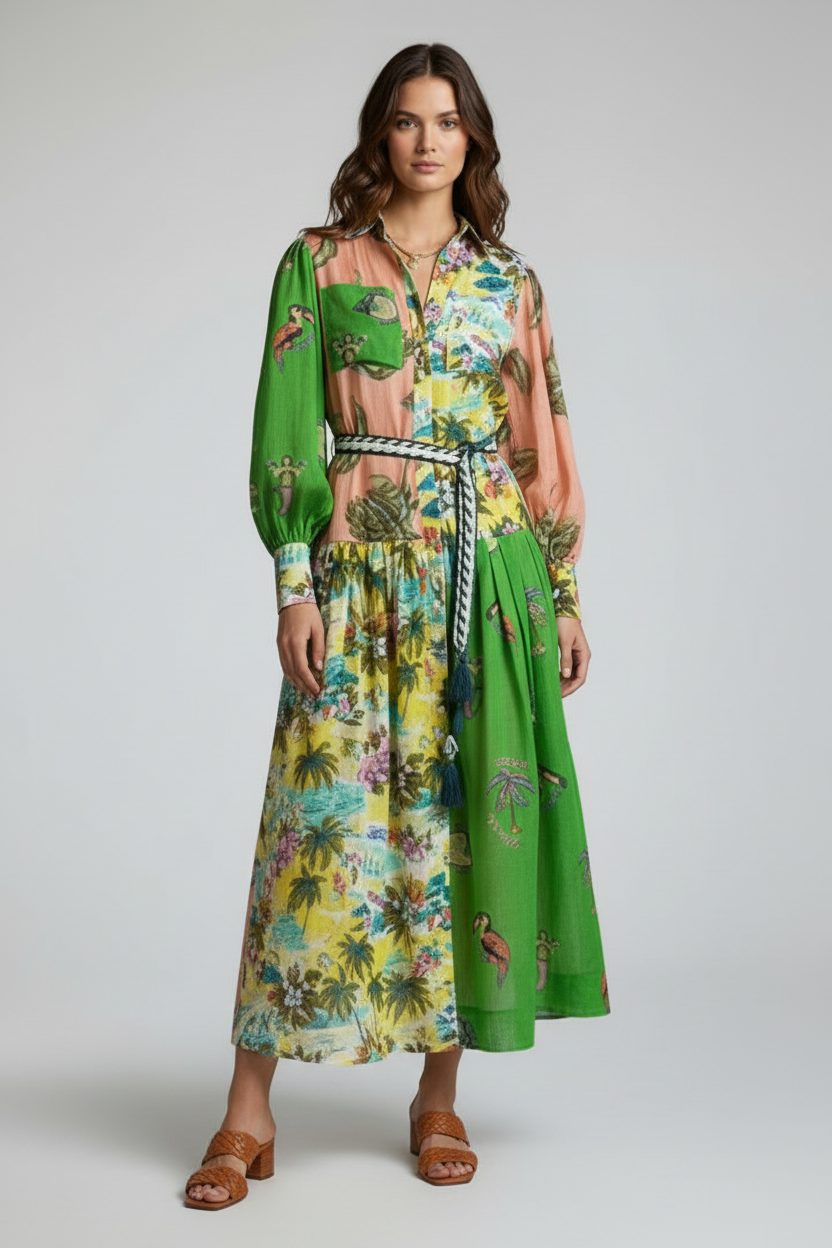 Savannah | Printed Long Sleeve Maxi Dress
