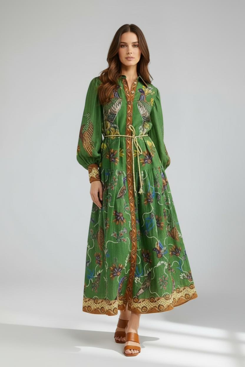 Savannah | Printed Long Sleeve Maxi Dress
