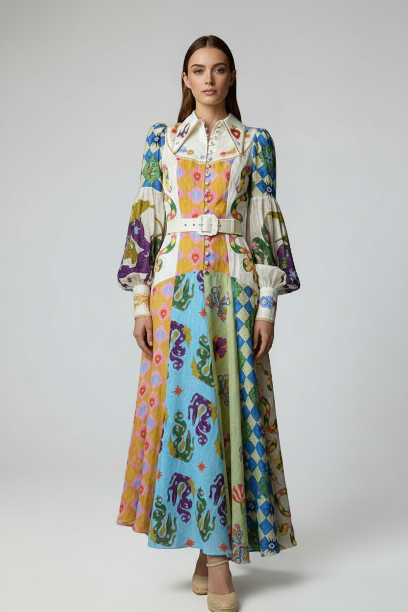 Savannah | Printed Long Sleeve Maxi Dress