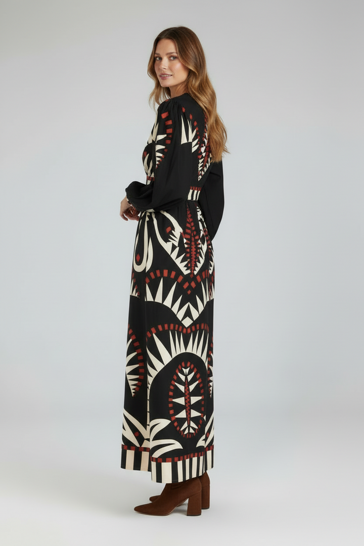 Savannah | Printed Long Sleeve Maxi Dress