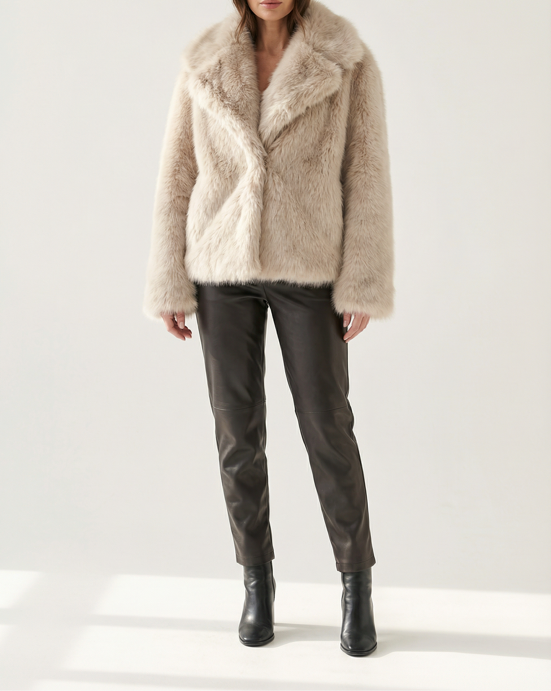 Womens Faux Fur Jacket with Plush Texture