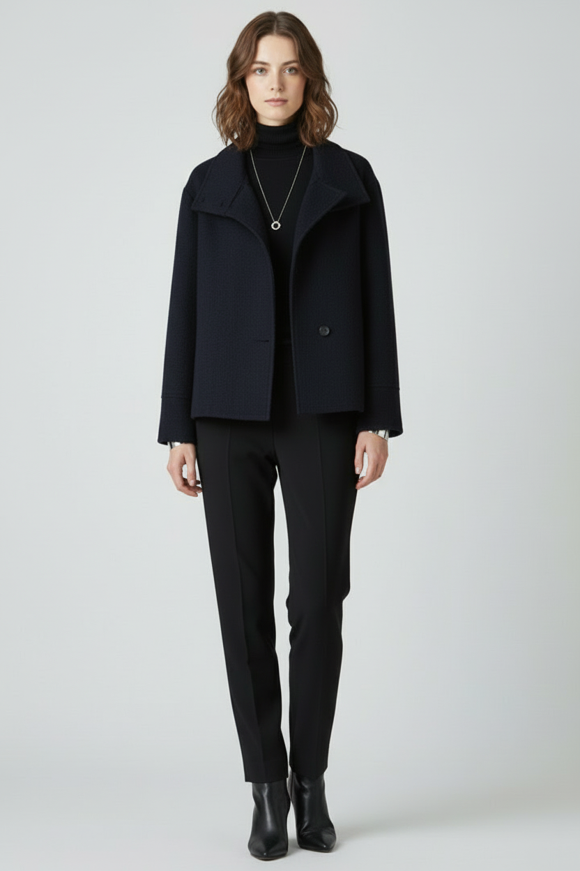 Women’s Jacket with Wide Collar and Button Front