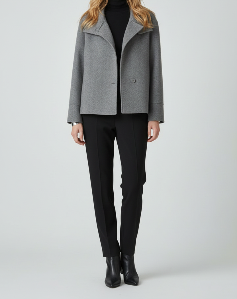 Women’s Jacket with Wide Collar and Button Front